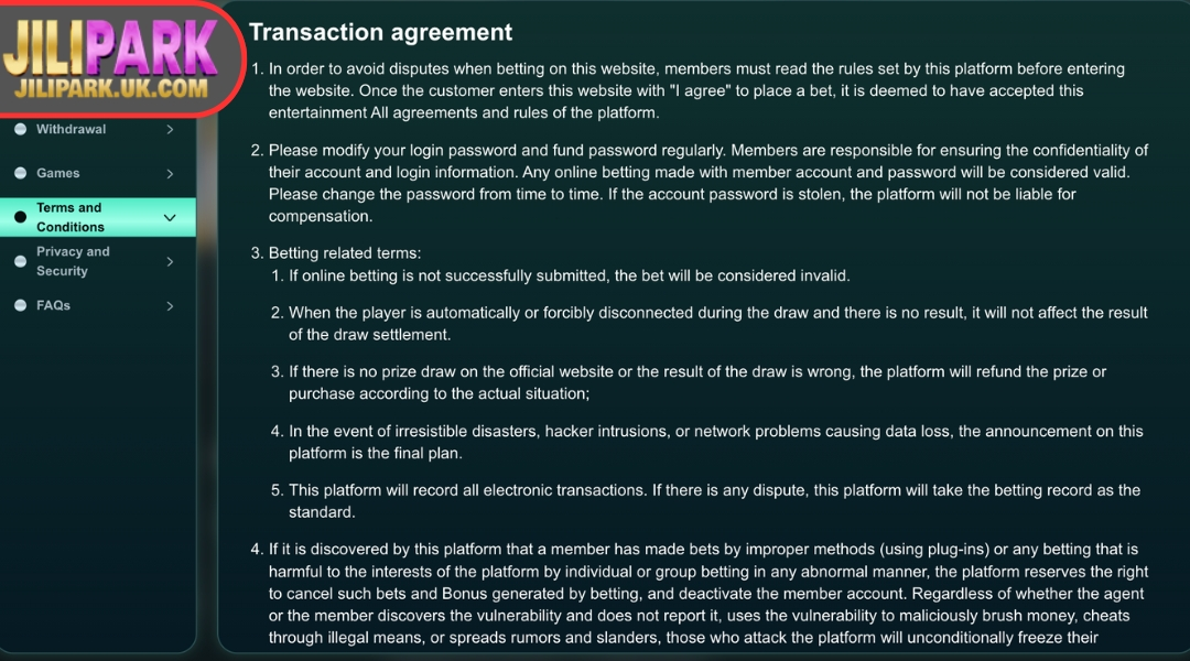 Conditions for successful JILIPARK registration